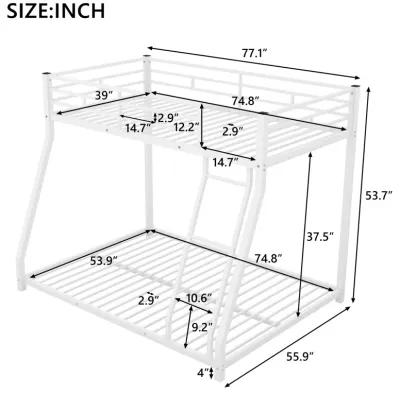 Metal Floor Bunk Bed, Twin Over Full, White