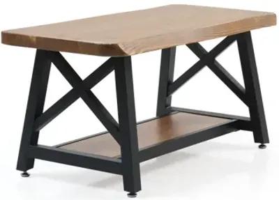 Furnish Home Store Berlin 39" Solid Wood Rustic Coffee Cocktail Table For Living Rooms With Shelf