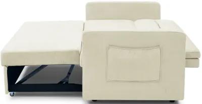 Loveseats Sofa Bed With Pull-Out Bed, Adjustable Back And Two Arm Pocket, Beige (54.5"X33" X 31.5")