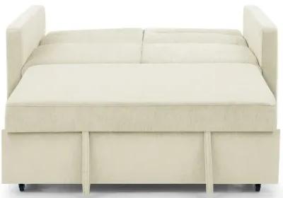 Loveseats Sofa Bed With Pull-Out Bed, Adjustable Back And Two Arm Pocket, Beige (54.5"X33" X 31.5")