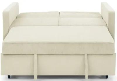 Loveseats Sofa Bed With Pull-Out Bed, Adjustable Back And Two Arm Pocket, Beige (54.5"X33" X 31.5")