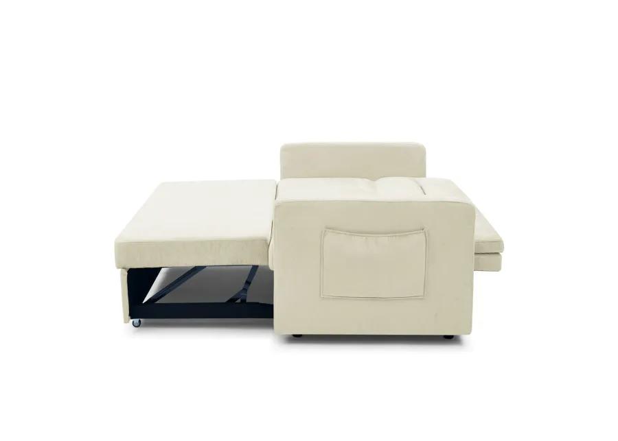 Loveseats Sofa Bed With Pull-Out Bed, Adjustable Back And Two Arm Pocket, Beige (54.5"X33" X 31.5")