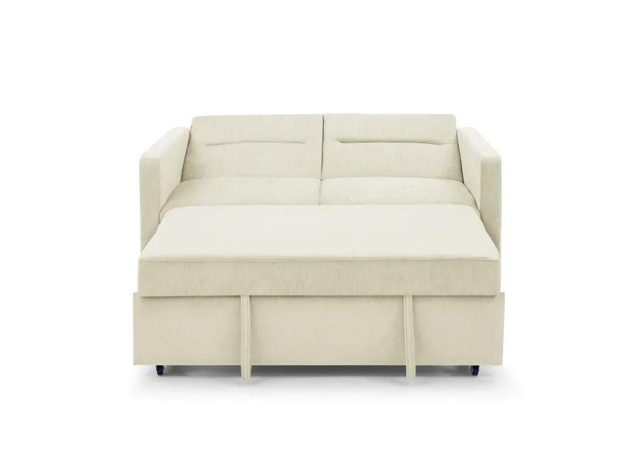 Loveseats Sofa Bed With Pull-Out Bed, Adjustable Back And Two Arm Pocket, Beige (54.5"X33" X 31.5")