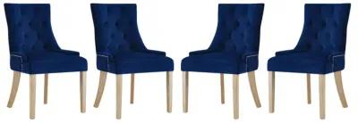 Modway Ponder Mid-Century Modern Four Dining Chair with Performance Velvet in Navy