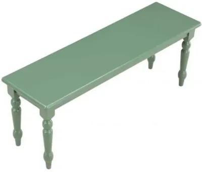 Irvin 48 Inch Modern Wood Dining Bench with Turned Legs, Equestrian Green-Benzara