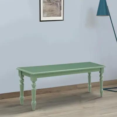 Irvin 48 Inch Modern Wood Dining Bench with Turned Legs, Equestrian Green-Benzara