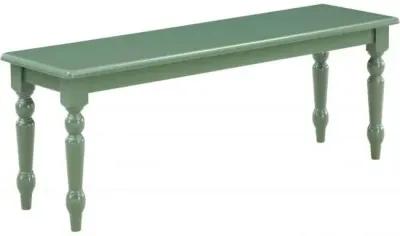 Irvin 48 Inch Modern Wood Dining Bench with Turned Legs, Equestrian Green-Benzara