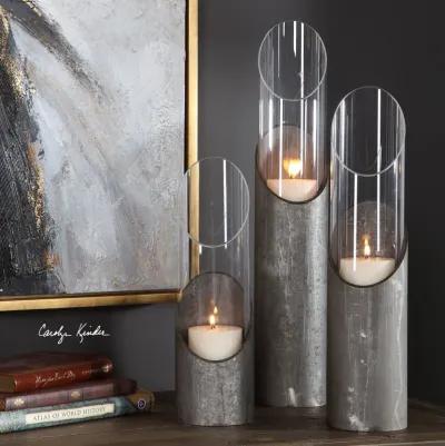 Uttermost Karter Iron & Glass Candleholders Set/3