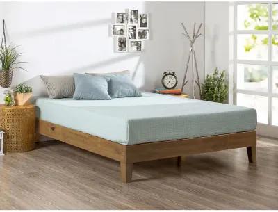 Hivvago King size Modern Platform Bed Frame in Rustic Pine Finish