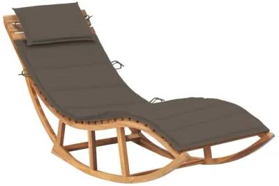 vidaXL Rocking Sun Lounger with Cushion Solid Teak Wood