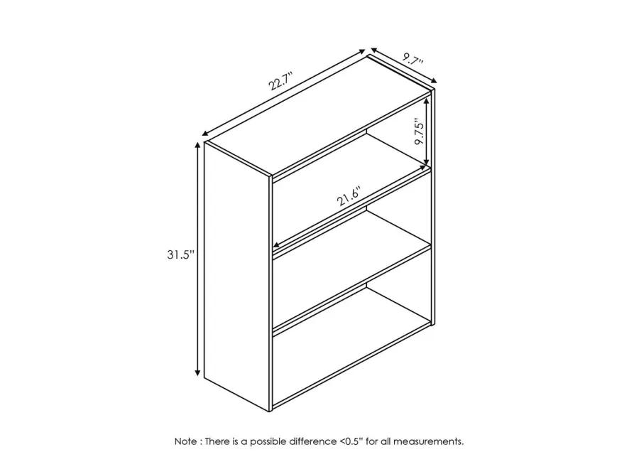 Furinno Pasir 3 Tier Open Shelf Bookcase, French Oak Grey