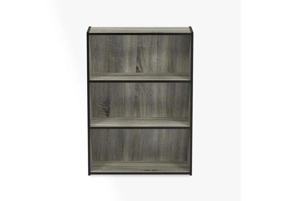 Furinno Pasir 3 Tier Open Shelf Bookcase, French Oak Grey