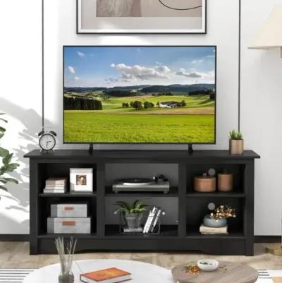 Hivvago TV Stand for up to 65 Inch Flat Screen TVs with Adjustable Shelves for 18 Inch Electric Fireplace (Not Included)