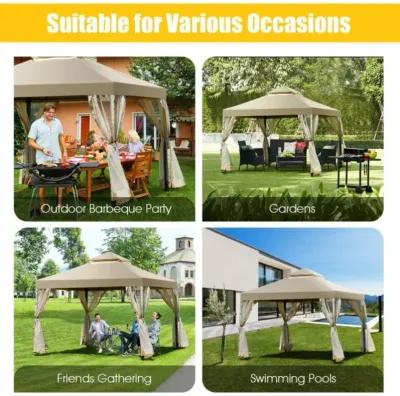 Hivvago Outdoor 2-Tier 10 Feet x 10 Feet Screw-free Structure Shelter Gazebo Canopy