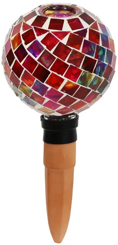 Sunnydaze Mosaic Glass Watering Globe with Clay Spike