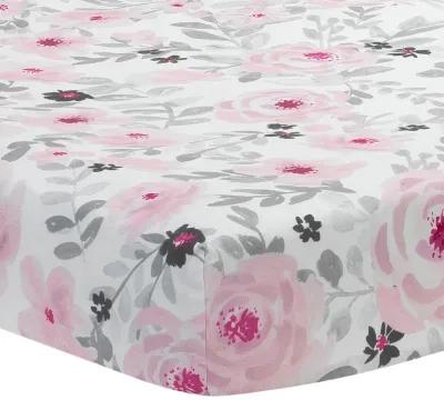 Bedtime Originals Blossom Pink Watercolor Floral 3-Piece Baby Crib Bedding Set