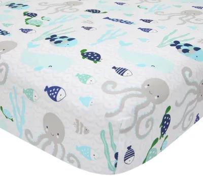 Lambs & Ivy Oceania 6-Piece Baby Crib Bedding Set - Blue Ocean, Nautical, Aquatic, Whale, Octopus Theme