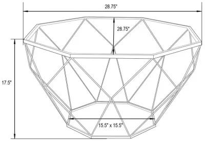 LeisureMod Malibu Large Modern Octagon Glass Top Coffee Table With Geometric Base