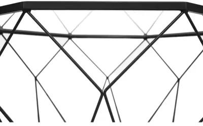 LeisureMod Malibu Large Modern Octagon Glass Top Coffee Table With Geometric Base