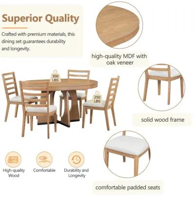 Merax Retro Rustic Functional 5 Pieces Dining Set