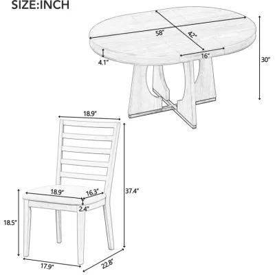 Merax Retro Rustic Functional 5 Pieces Dining Set