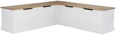 Linon Tobin Backless Two Tone Breakfast Nook, Natural And White