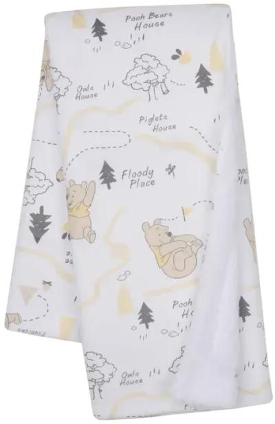 Lambs & Ivy Disney Baby Pooh and the Hundred Acre Woods White Baby Blanket