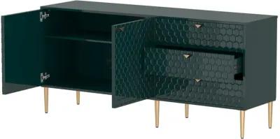 MONDAWE Green Modern Accent TV Stand with 2-Door Storage Cabinet and 3 Drawers