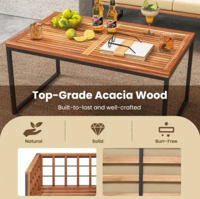 Hivvago 4 Pieces Acacia Wood Outdoor Sofa Set for Balcony, Porch, Backyard, Poolside