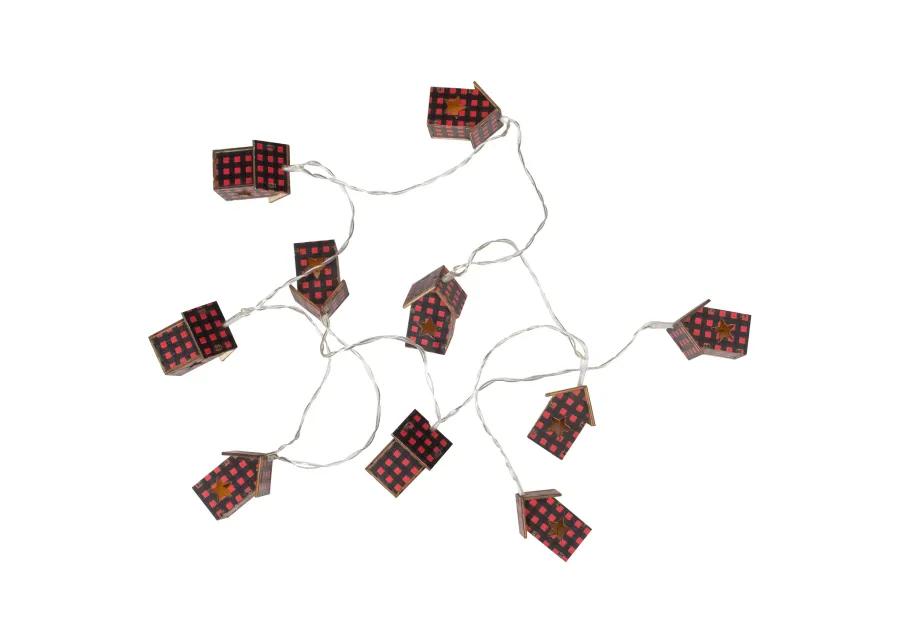 10 Count B/O LED Warm White Plaid House Christmas Lights - 4.75' Clear Wire