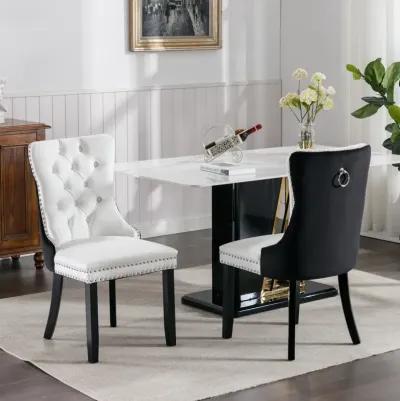 Contemporary PU & Velvet Dining Chair Set