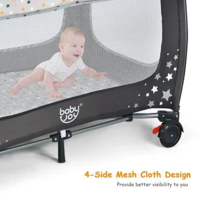 Portable Baby Playpen with Mattress Foldable Design