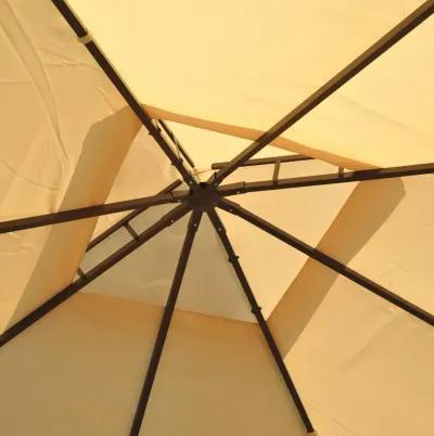 Beige Backyard Retreat: 10x10 Vented Steel Gazebo with Polyester Curtains