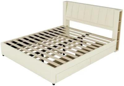 Merax  Upholstery Platform Bed with Storage Headboard