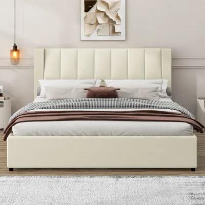 Merax  Upholstery Platform Bed with Storage Headboard