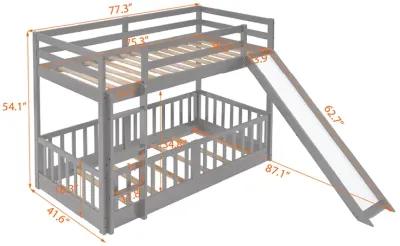 Merax Twin Over Twin Bunk Bed with Slide and Ladder