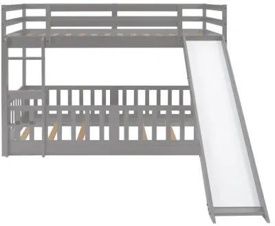 Merax Twin Over Twin Bunk Bed with Slide and Ladder