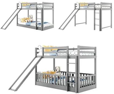 Merax Twin Over Twin Bunk Bed with Slide and Ladder