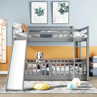 Merax Twin Over Twin Bunk Bed with Slide and Ladder