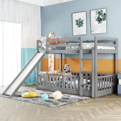 Merax Twin Over Twin Bunk Bed with Slide and Ladder