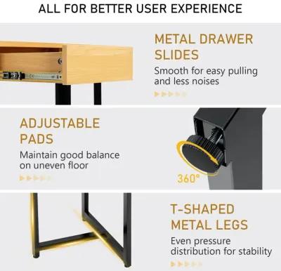 48" Computer Desk with Metal Frame and Adjustable Pads