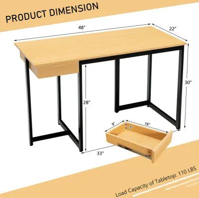 48" Computer Desk with Metal Frame and Adjustable Pads