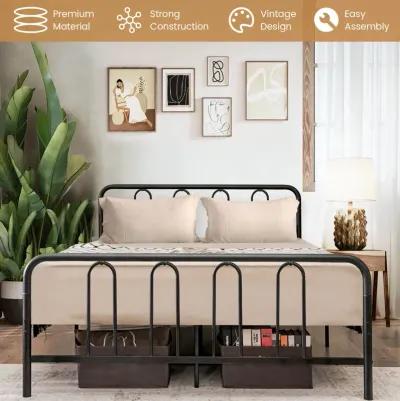 Full/Queen Size Metal Bed Frame with Headboard and Footboard