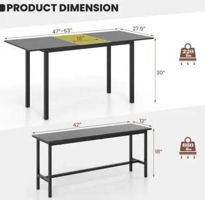 Hivvago 3 Piece Dining Table Set for 4-6 with 2 Benches