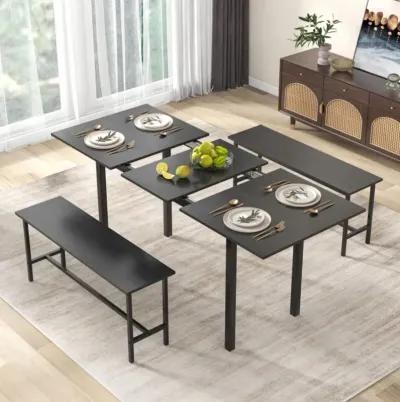 Hivvago 3 Piece Dining Table Set for 4-6 with 2 Benches