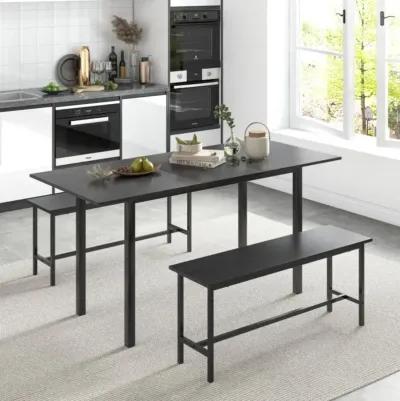 Hivvago 3 Piece Dining Table Set for 4-6 with 2 Benches