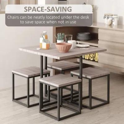 Natural Wood Dining: 5-Piece Square Table Set for Small Spaces