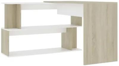 vidaXL Corner Desk White and Sonoma Oak 47.2"x19.7"x29.9" Chipboard, 801103