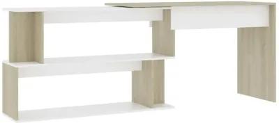 vidaXL Corner Desk White and Sonoma Oak 47.2"x19.7"x29.9" Chipboard, 801103