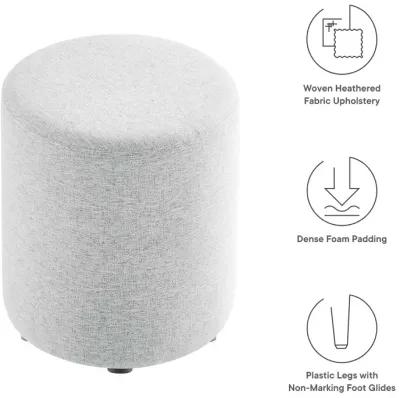 Callum 16" Round Woven Heathered Fabric Upholstered Ottoman